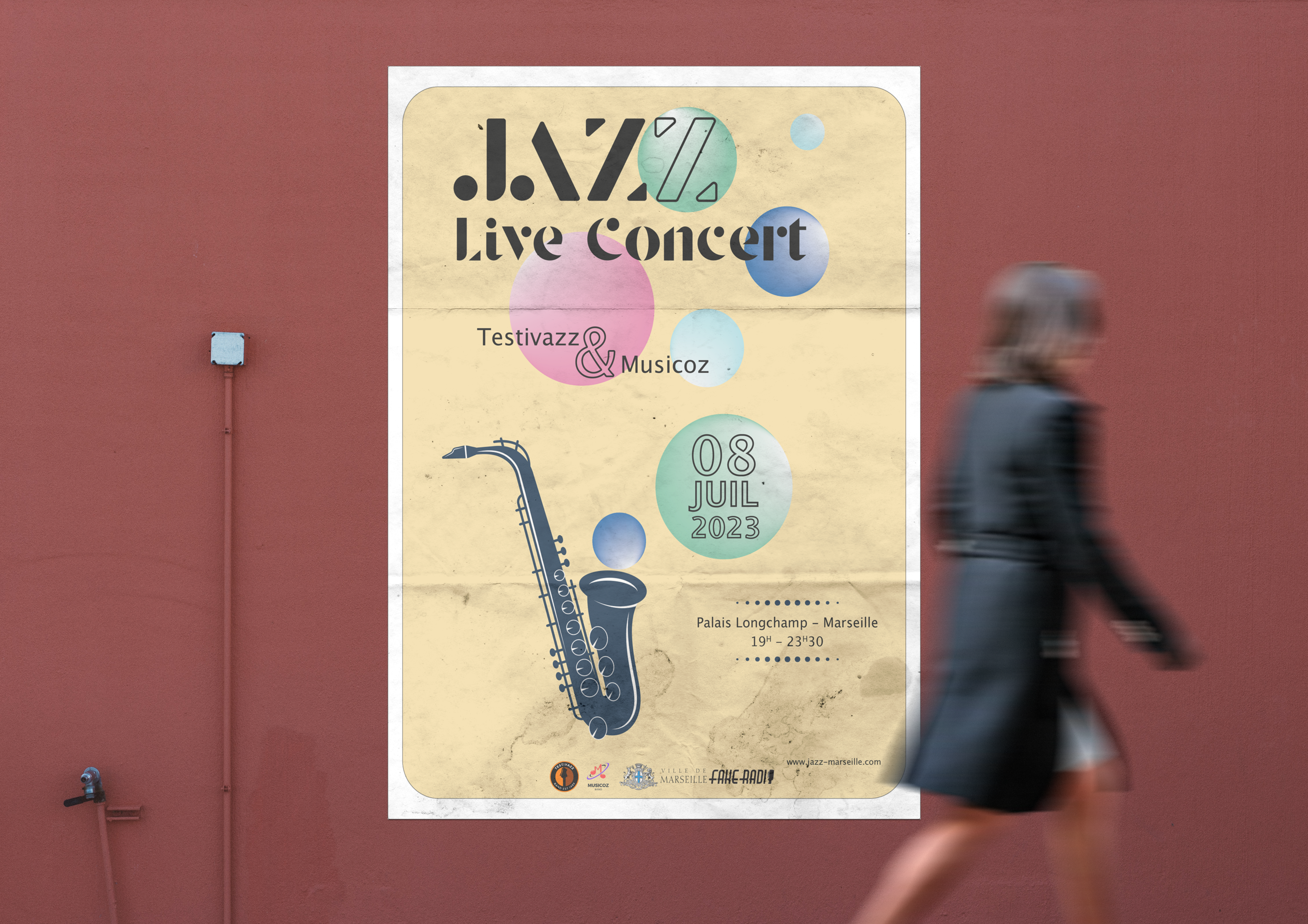 Affiche Jazz sur un mur simple